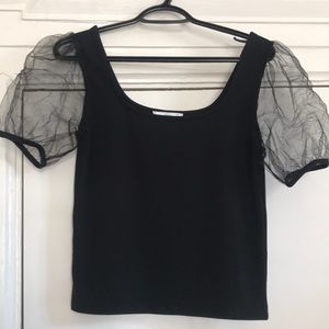 Mango organza puff sleeve top